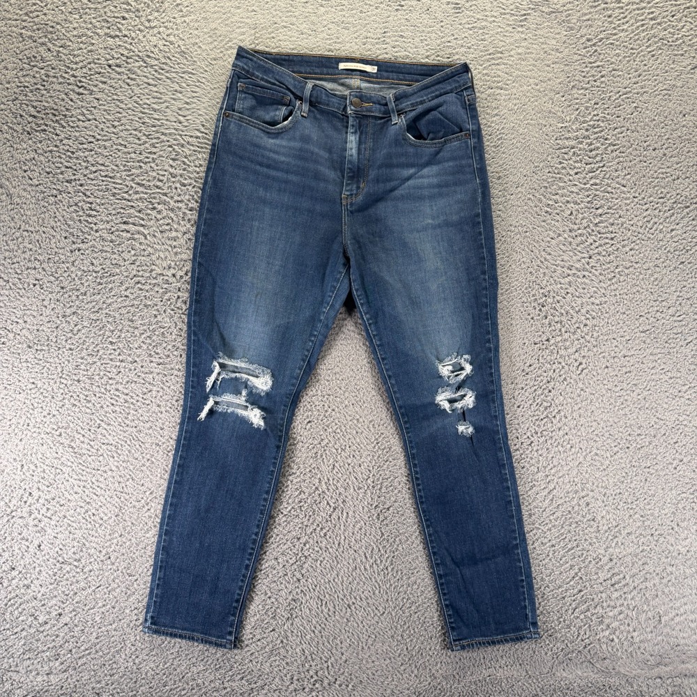 Levi's 721 Jeans Womens 31x26 Blue Cotton Denim Skinny Faded Distressed Stretch